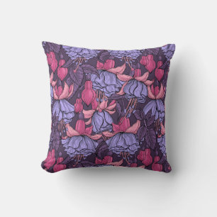 Fuchsia i rosa och violett kudde