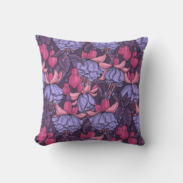 Fuchsia i rosa och violett kudde (Framsida)