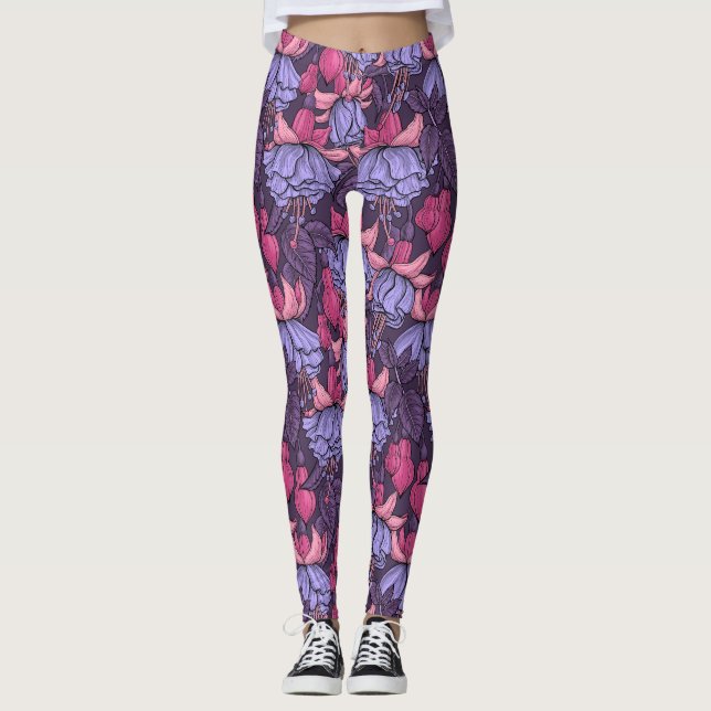 Fuchsia i rosa och violett leggings (Framsida)