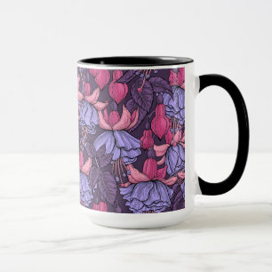 Fuchsia i rosa och violett mugg