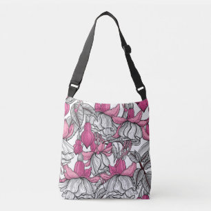 Fuchsia i vitt och rosa axelväska