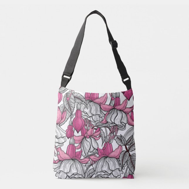 Fuchsia i vitt och rosa axelväska (Framsida)