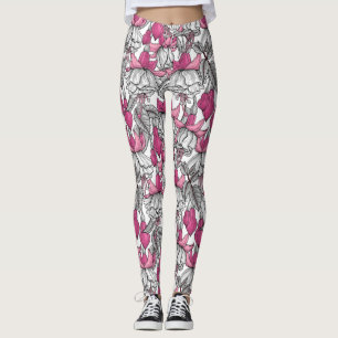 Fuchsia i vitt och rosa leggings