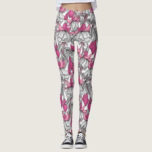 Fuchsia i vitt och rosa leggings (Framsida)