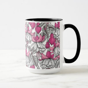 Fuchsia i vitt och rosa mugg