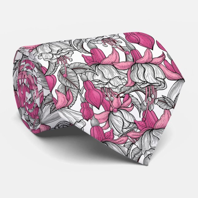Fuchsia i vitt och rosa slips (Rullad)