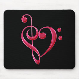 Fuchsia Kärlek Musik noter Mousepad Musmatta
