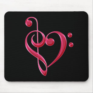 Fuchsia Kärlek Musik noter Mousepad Musmatta