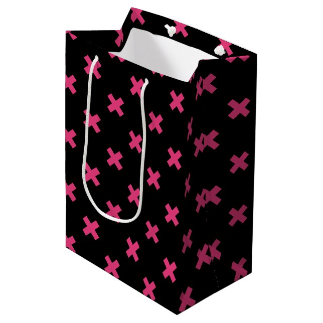 Fuchsia kor stygn på svart (Framsidan Vinklad)
