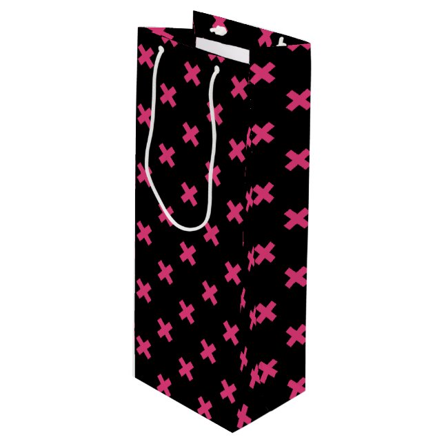 Fuchsia kor stygn på svart (Framsidan Vinklad)