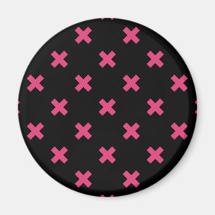 Fuchsia kor stygn på svart magnet