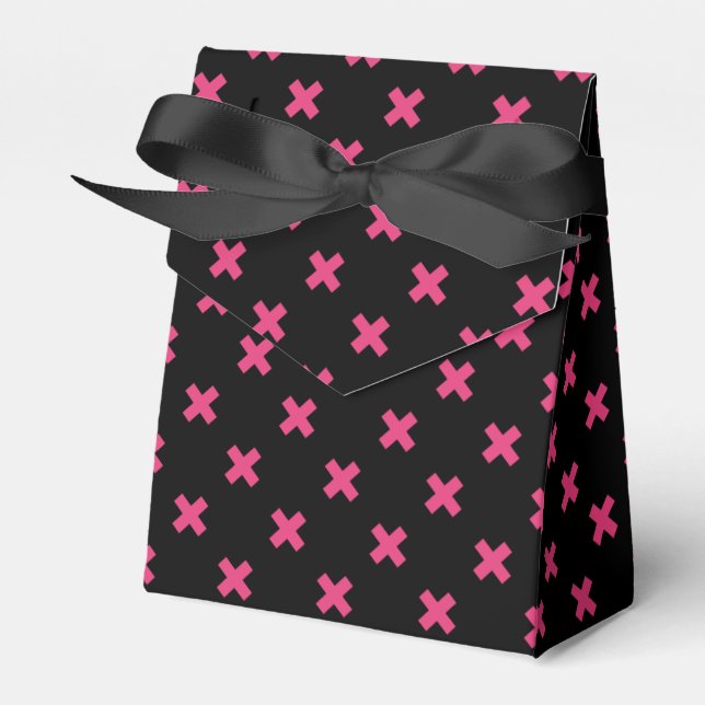 Fuchsia kor stygn på svart presentaskar (Framsidan Sidan)