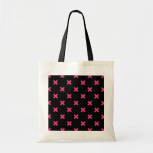 Fuchsia kor stygn på svart tygkasse