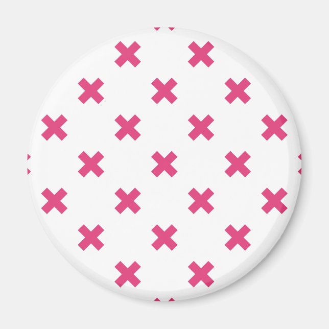 Fuchsia kor stygn på vita magnet (Framsidan)
