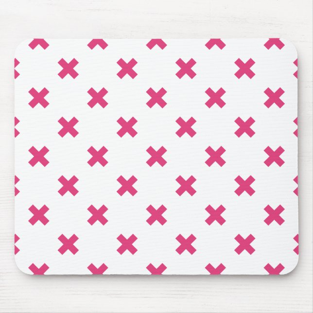Fuchsia kor stygn på vita musmatta (Framsidan)