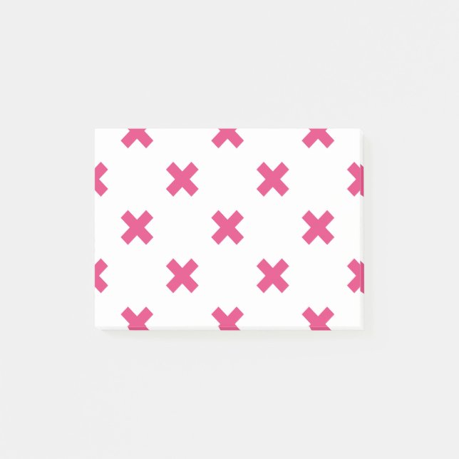 Fuchsia kor stygn på vita post-it block (Framsida)