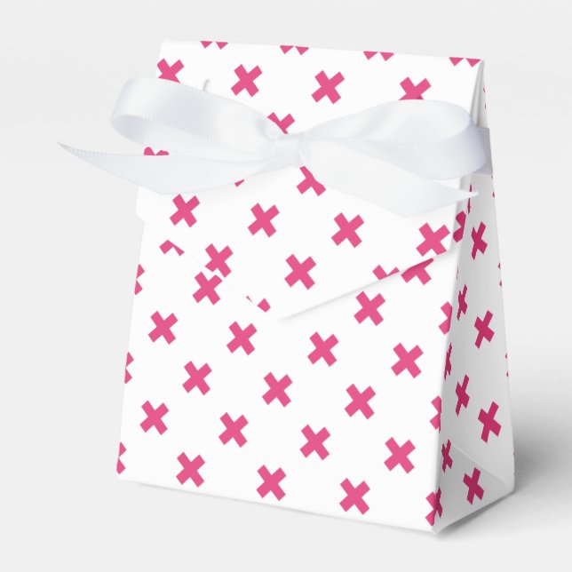 Fuchsia kor stygn på vita presentaskar (Framsidan Sidan)