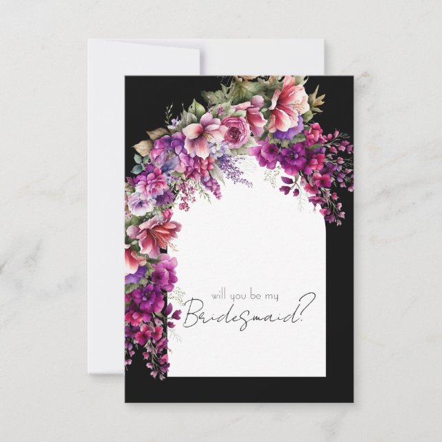 Fuchsia Lavender Blommigt Arch Bridesmaid Frieri Inbjudningar (Framsida)