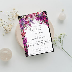 Fuchsia Lavender Blommigt Arch Möhippa Brunch Inbjudningar