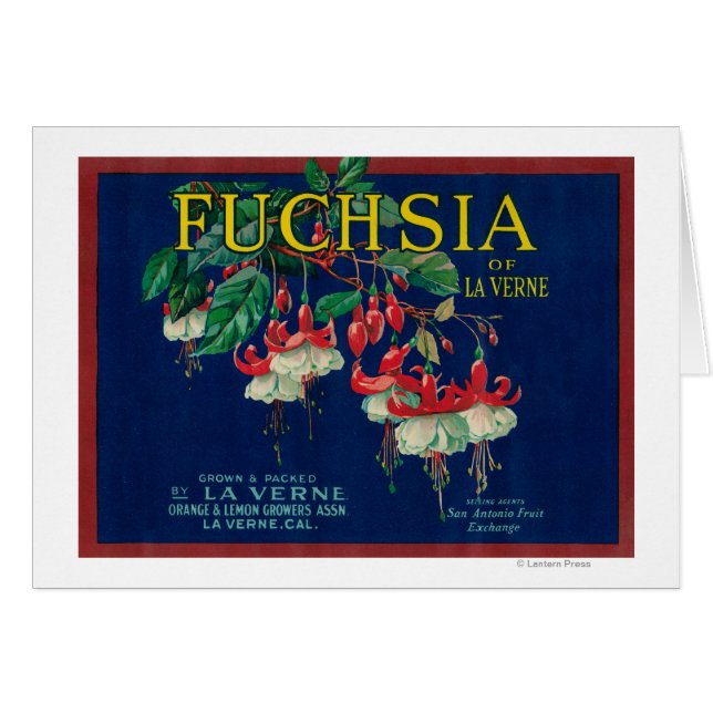Fuchsia Lemon LabelLa Verne, CA Hälsningskort (Framsidan Horizontal)