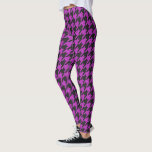 Fuchsia Lila Black Houndstooth Check Mönster Leggings<br><div class="desc">Fuchsia Lila Black Houndstooth Check Mönster Leggings</div>