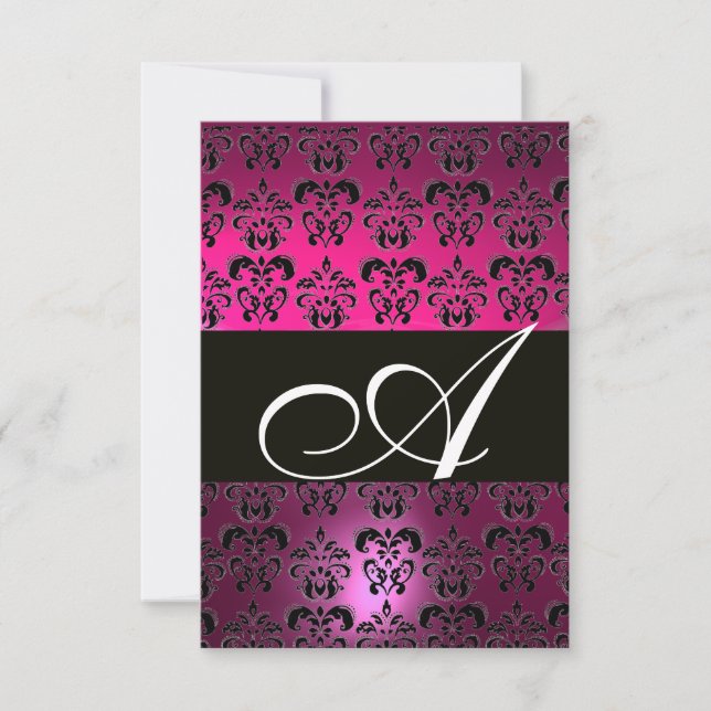 FUCHSIA LILA BLACK WHITE DAMASK MONOGRAM OSA (Framsida)