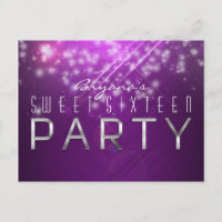 Fuchsia lila glans Klubb Vib PARTY vykort