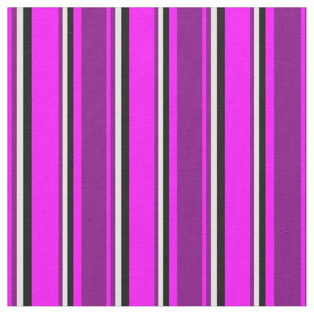 Fuchsia, Lila, Light Cyan & Black Färgad Linjer Tyg (Närbild)