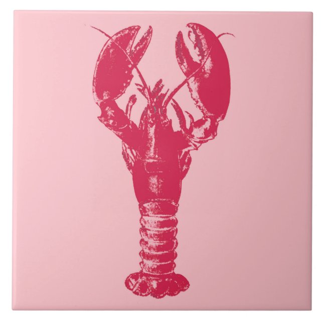 Fuchsia Lobster på Light Coral Rosa Kakelplatta (Framsidan)