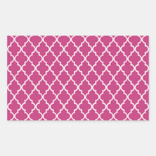 Fuchsia Magenta och White Moroccan Trellis Mönster Rektangulärt Klistermärke