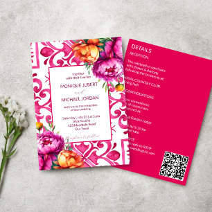 Fuchsia Majolica plattor orange peonies alla i ett Inbjudningar