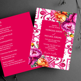 Fuchsia Majolica plattor orange peonies alla i ett Inbjudningar