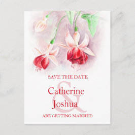 Fuchsia målad blomma röd del spara datumkortet meddelande vykort