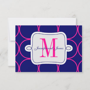 Fuchsia Marinblå Modern Bröllop RSVP #2 OSA Kort