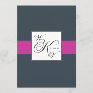 Fuchsia Monograms för kol som gifta sig Inbjudningar