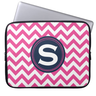 Fuchsia mönster för vitMonogramsparre Laptop Fodral