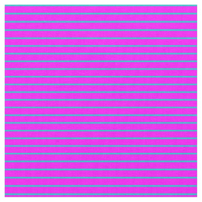 Fuchsia & Mörk Turquise Lintrad/Stripe Mönster Tyg (Närbild)