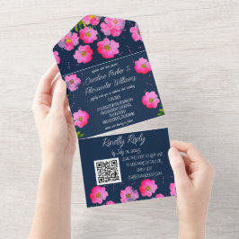 Fuchsia Navy Blue Modern Bold Elegant Blommigt