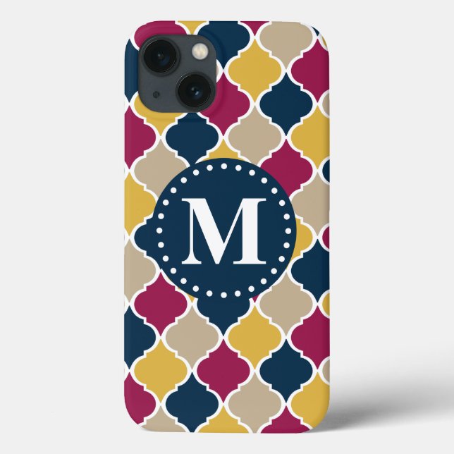 Fuchsia Navy Moroccan Lattice Monogram (Baksida)