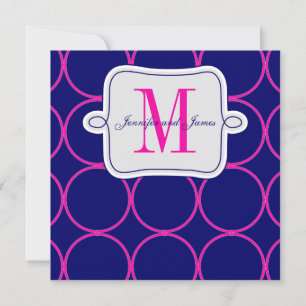 Fuchsia Navyblå Modern Bröllopsinbjudan #3 Inbjudningar