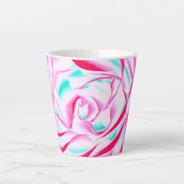 Fuchsia och Aqua Blommigt Design Latte Mugg