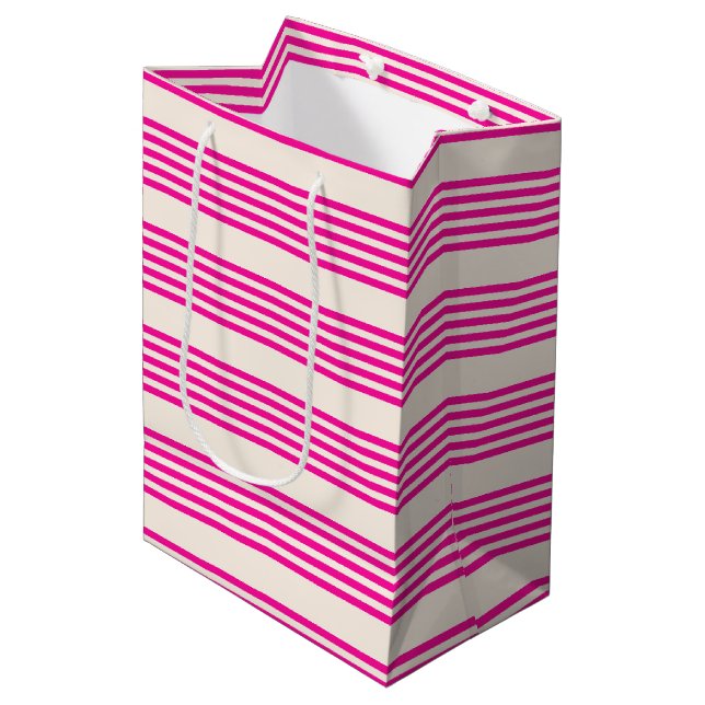 Fuchsia och beige fem rand mönster (Framsidan Vinklad)