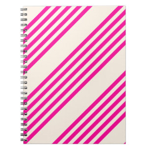 Fuchsia och beige fem rand mönster anteckningsbok
