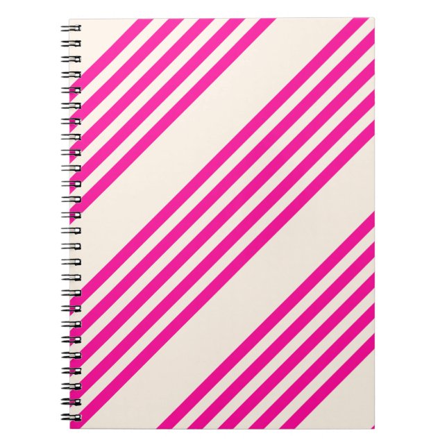 Fuchsia och beige fem rand mönster anteckningsbok (Framsidan)
