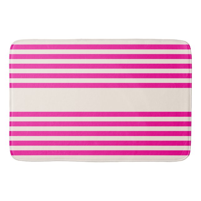 Fuchsia och beige fem rand mönster badrumsmatta (Framsidan)
