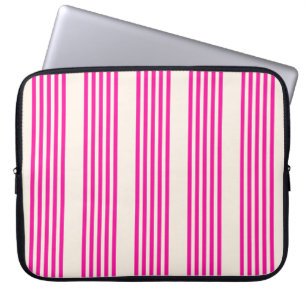 Fuchsia och beige fem rand mönster laptop fodral