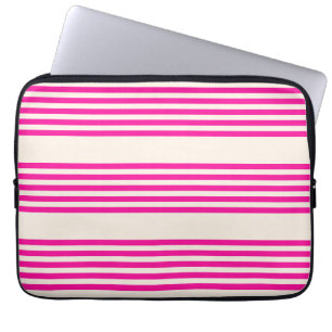 Fuchsia och beige fem rand mönster laptop fodral