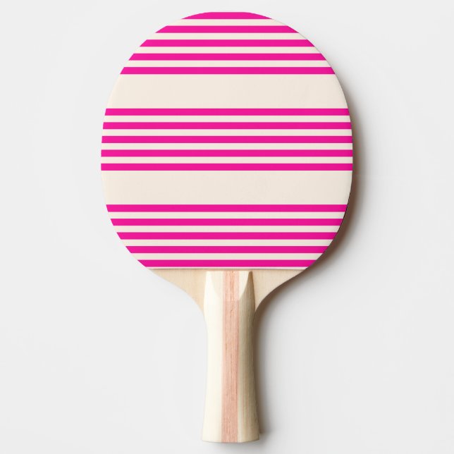 Fuchsia och beige fem rand mönster pingisracket (Framsidan)