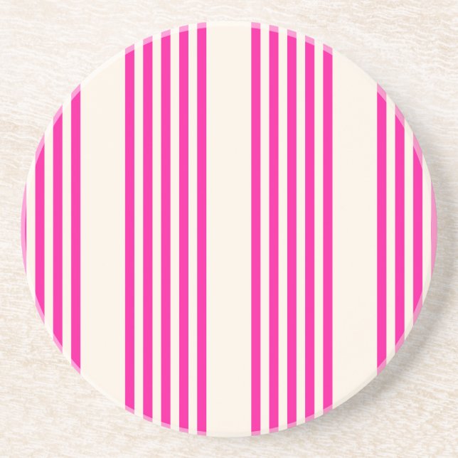 Fuchsia och beige fem rand mönster underlägg (Framsidan)