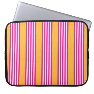 Fuchsia och gult fem rand mönster laptop fodral